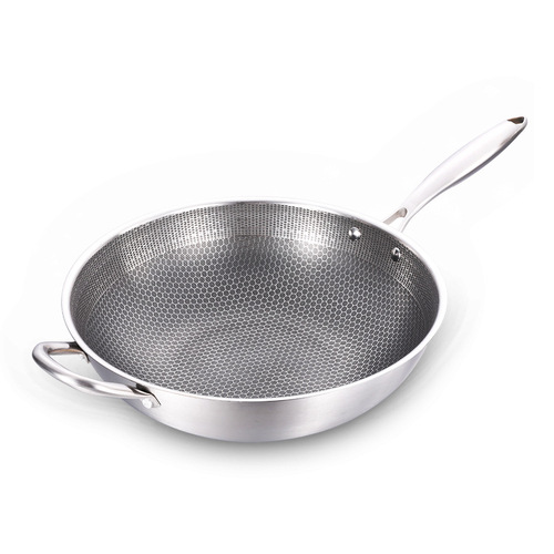 Good Companion full screen honeycomb suspended stainless steel wok non-stick three-layer steel uncoated wok one piece drop shipping