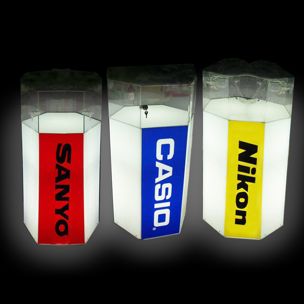 亚克力六角柜发光展示柜LED陈列柜有机玻璃六边柜灯箱定制