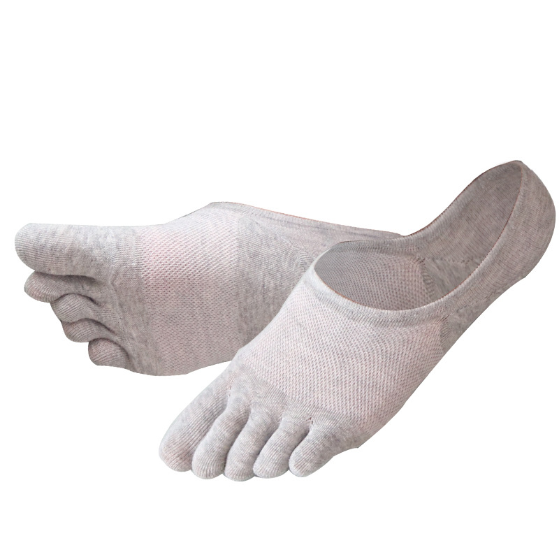 Tanfei verano malla de color sólido calcetines de cinco dedos calcetines de algodón ultrafinos invisibles de los hombres calcetines de los hombres venta directa de fábrica al por mayor