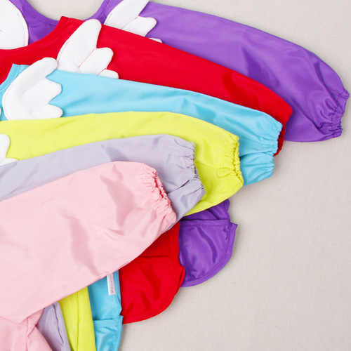 Children's autumn and winter smocks, baby eating clothes, micro-waterproof long-sleeved reverse dressing, infant kindergarten painting clothes