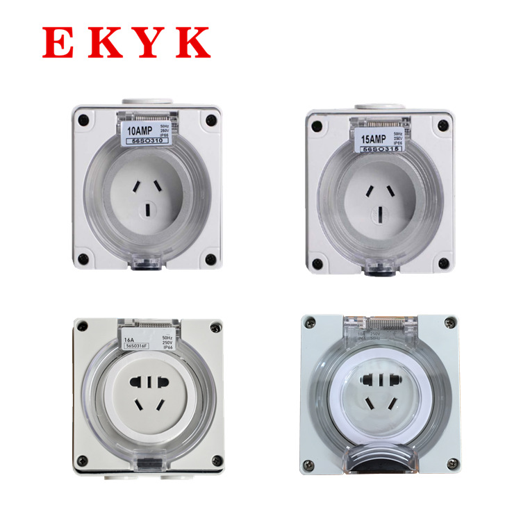 跨境澳标户外防水插座 56SO310F16F工业防水电源插座户外方形插座