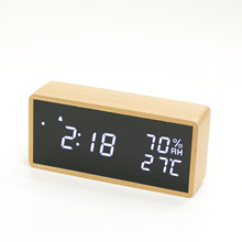 LED木头钟 设计logo印刷广告创意礼品 饰品贪睡静音电子闹钟