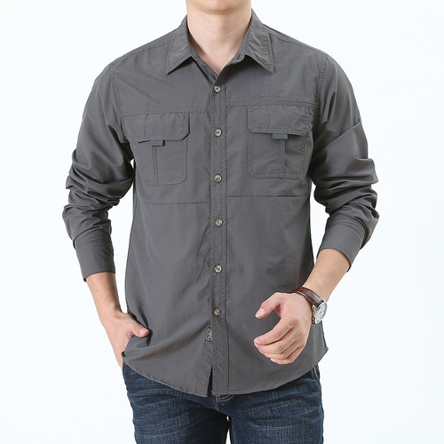 Alibaba.com Men's Long-sleeved Shirt Spring and Summer Outdoor Shirt Quick-drying Men's Plus Size Workwear 102
