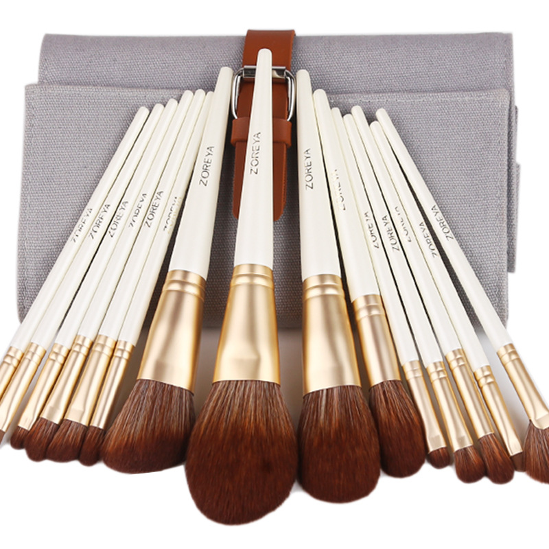 Zhuolya productos genuinos Luz de lujo 15 pinceles maquillaje conjunto completo herramientas de belleza polvo suelto reparación Fundación cepillo bolsa traje al por mayor