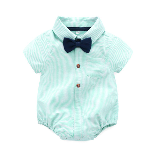 Cross-border Baby Boy Gentleman Suit New Summer Infant Toddler Romper Clothes Bow Tie Strap Four-piece Set Dropshipping