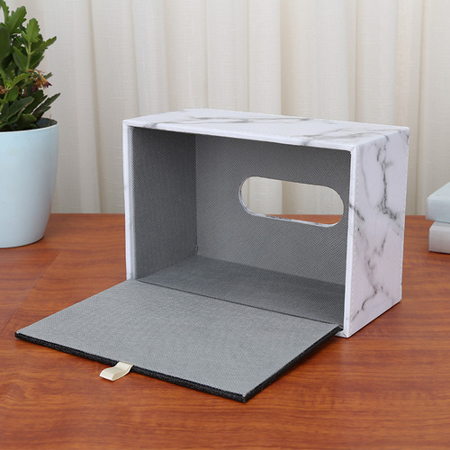 European-style stone pattern decorative business hotel tissue box, restaurant living room home use light luxury leather tissue box