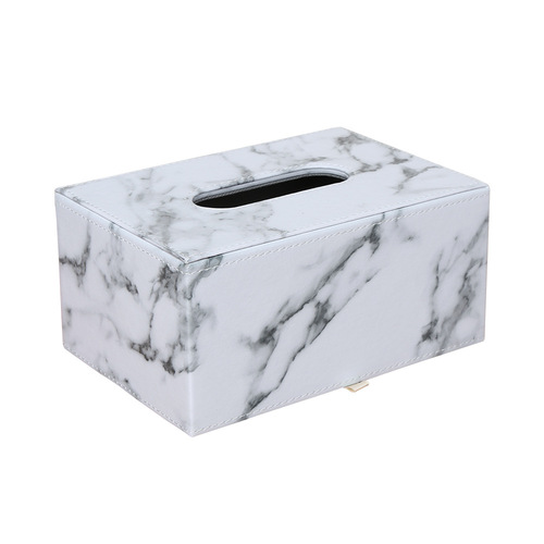 European-style stone pattern decorative business hotel tissue box, restaurant living room home use light luxury leather tissue box