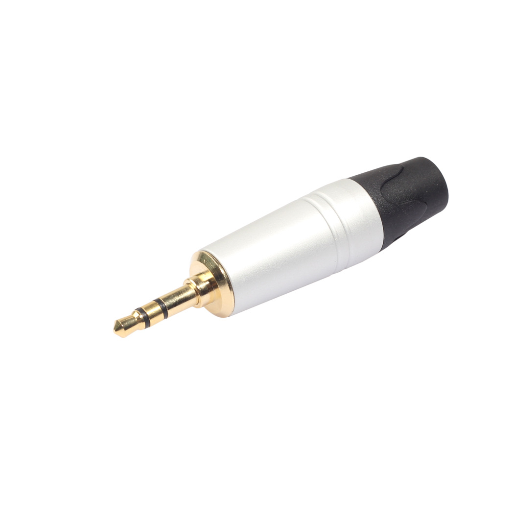 跨境现货铝合金壳镀金插头3.5mm立体声耳机插头DIY焊接头