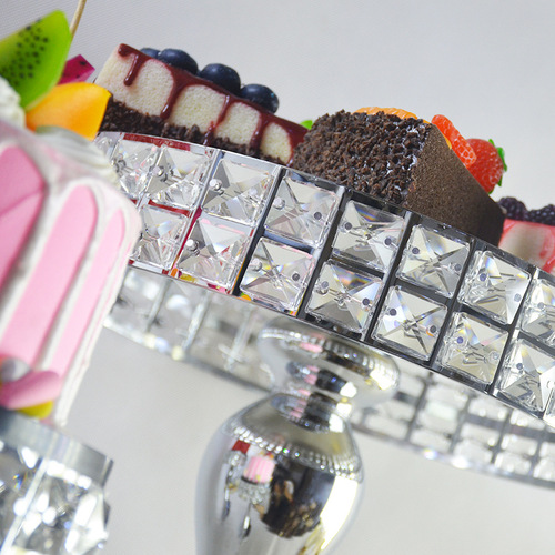 New small square crystal cake stand golden wedding cake table dessert snack display stand baking high bracket