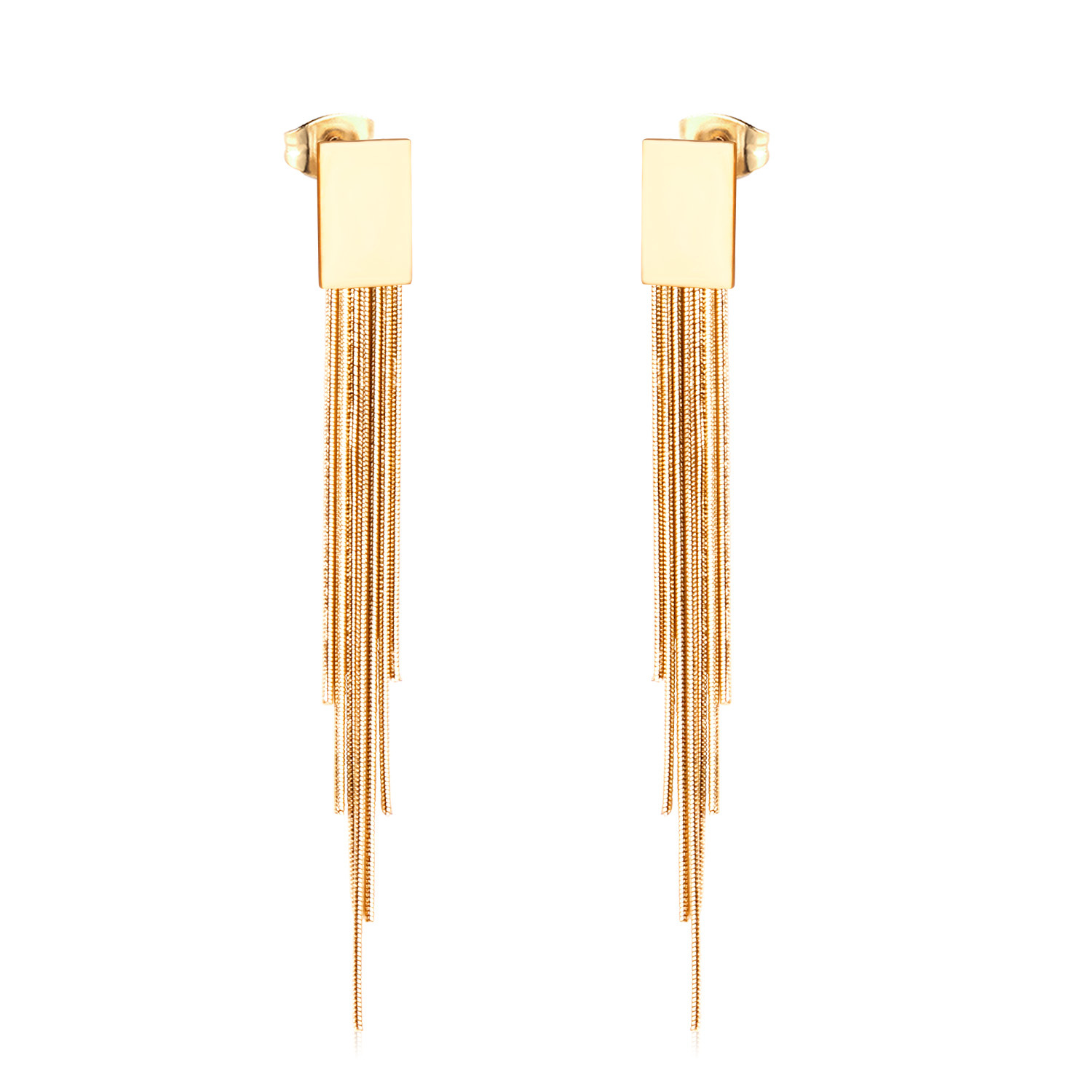 Pendientes europeos y americanos Luz de lujo de alta calidad larga cadena de acero inoxidable nicho retro geométrico transfronterizo especial borla pendientes