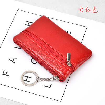 Nueva cartera corta de moda las mujeres cremallera monedero moneda simple titular la tarjeta color sólido cuero suave caso clave