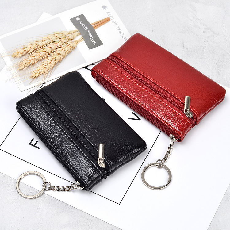 New Short Wallet Women's Fashion Zipper Coin Purse Coin Bag Simple Card Bag Women's Solid Color Soft Leather Key Bag
