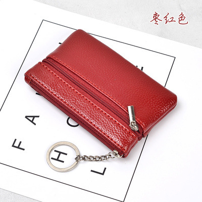 Nueva cartera corta de moda las mujeres cremallera monedero moneda simple titular la tarjeta color sólido cuero suave caso clave