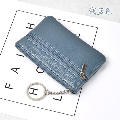 Nueva cartera corta de moda las mujeres cremallera monedero moneda simple titular la tarjeta color sólido cuero suave caso clave