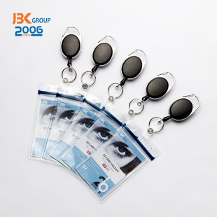 JBK manufacturers supply easy-pull buckle metal side telescopic key chain telescopic easy-pull buckle strong pull ID buckle card holder