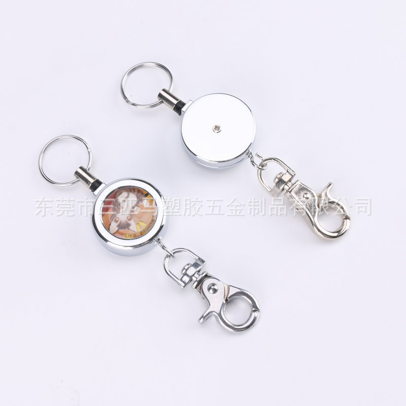 Retractable Rope Creative Personalized Engraving Gift Stretchable Keychain Key Strap Waist Hanging Portable Access Control Lanyard Customization