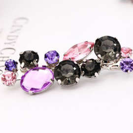 厂家直销发饰 明星同款头饰 韩版混色水晶发夹批发h031