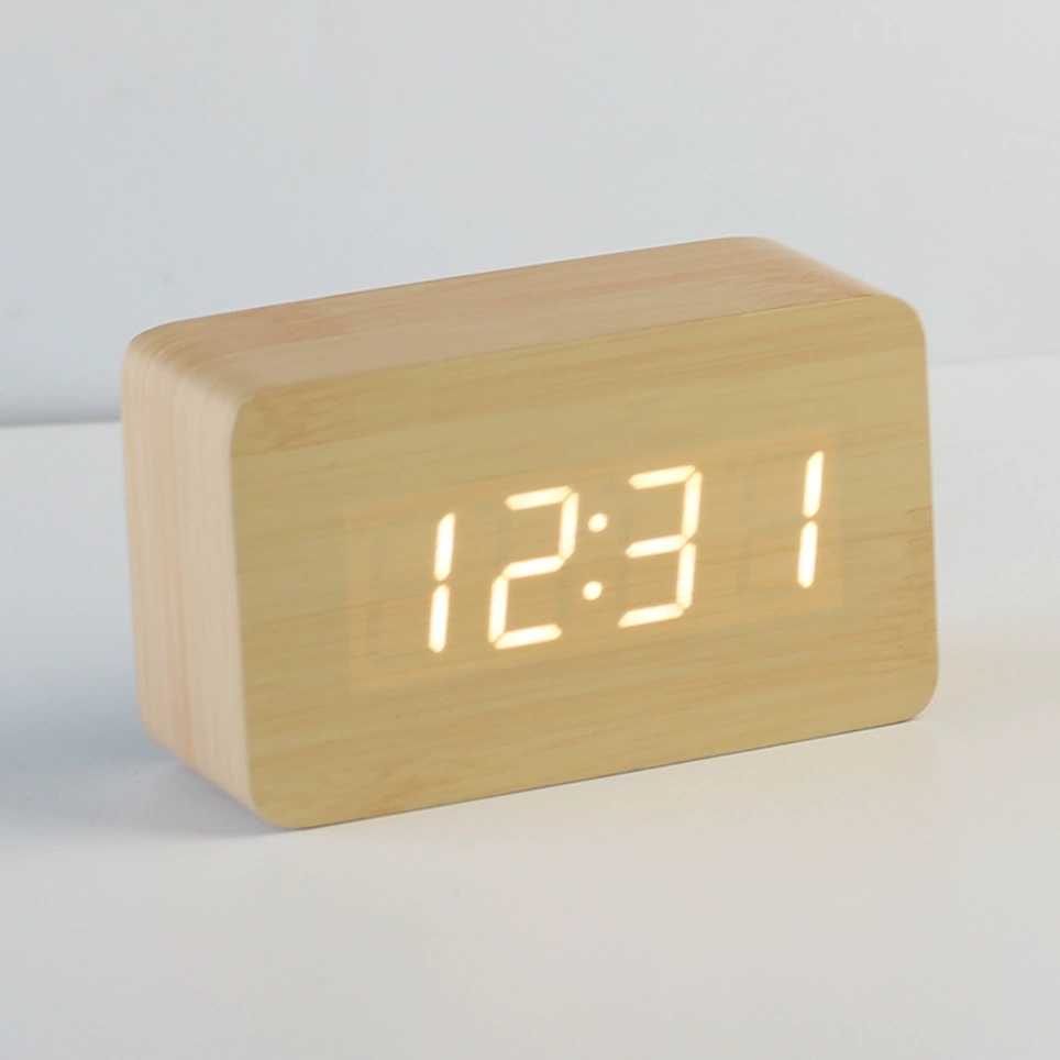 Creative electronic wooden thermometer, cute watch, Birthday gift