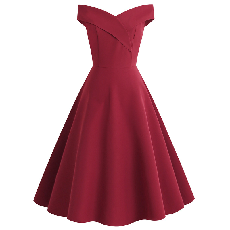 European and American Evening Dresses, Cross-Border Women's Clothing, Retro Dresses, One-Shoulder Cocktail Dresses, Party Dresses in Stock European and American Evening Dresses, Cross-Border Women's Clothing, Retro Dresses, One-Shoulder Cocktail Dresses, Party Dresses in Stock
