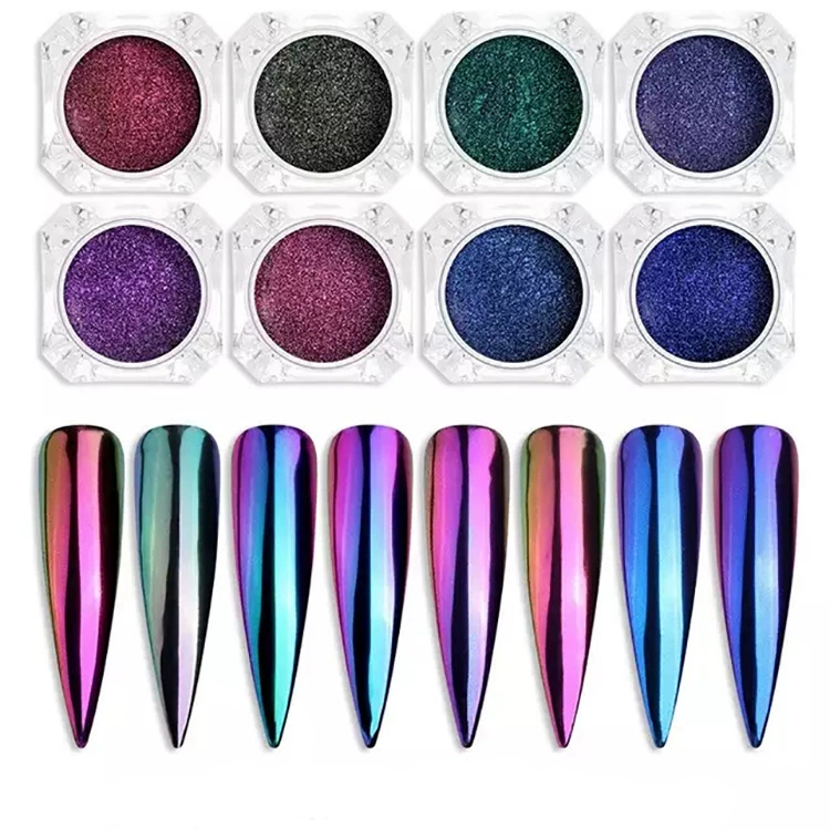 Nail Magic Mirror Powder Оптическая угловая пудра Хамелеон Супер яркая мелкая вспышка разноцветная Phantom Aurora Mirror 18 цветов 0,2 г