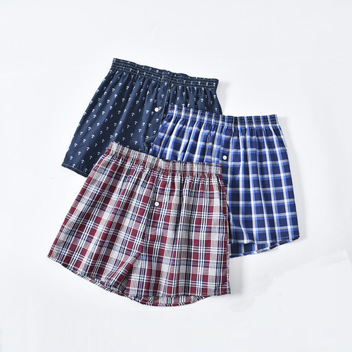 Foreign trade has large size men's individually packaged woven Aro pants for home sleeping, loose and comfortable underwear, large pants