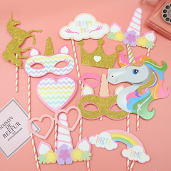 Holiday party supplies funny decor set of 12 unicorn Instagram photo props