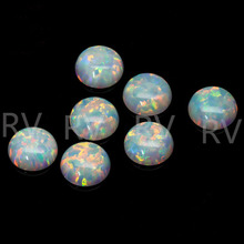 合成白色澳宝旦形平底素面椭圆人造蓝色欧珀裸石蛋白石戒面欧泊石