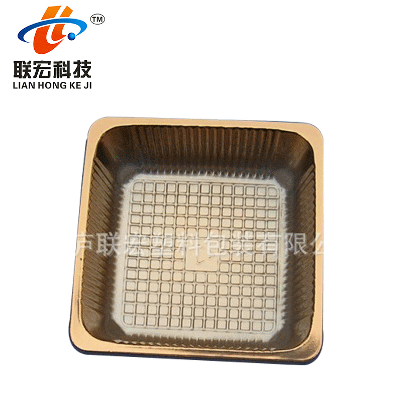 厂家批发多款中式塑料月饼包装盒糕点吸塑分格式点心盒金色塑料盒