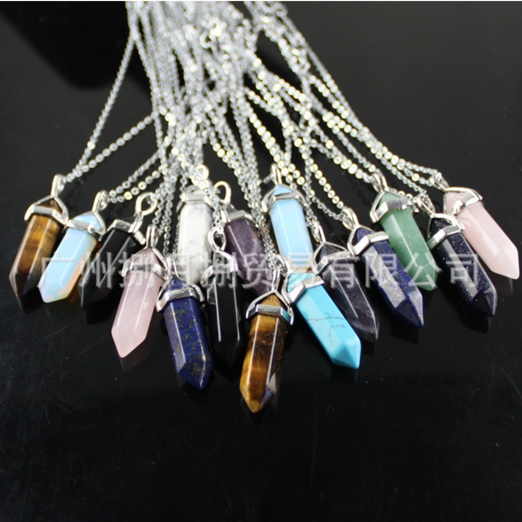 Agate hexagonal bullet, pendant, necklace, accessory with accessories, with gem, Amazon