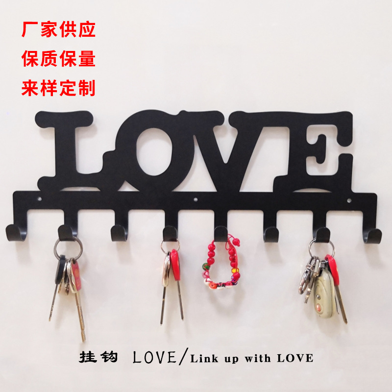 Metal hook LOVE Wall Iron sticky hook coat hook wall hanging creative modern simple letter bedroom key hanging