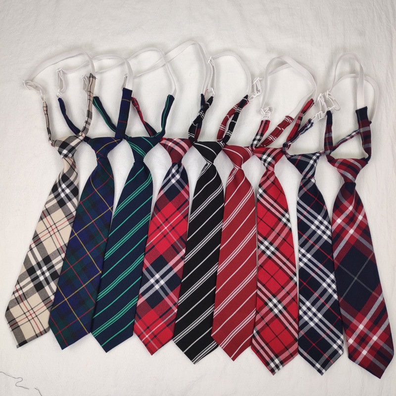 Blue Square Plaid Tie Easy to Pull Lazy Tie JK Collar Tie Striped School Uniform Student Tie Set Blue Square Plaid Tie Easy to Pull Lazy Tie JK Collar Tie Striped School Uniform Student Tie Set