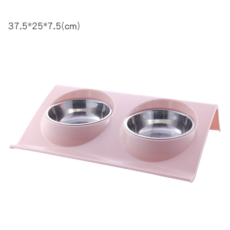 Suministro directo de fábrica nueva mascota doble tazón de acero inoxidable perro doble tazón gato tazón de comida en stock suministros para mascotas Amazon