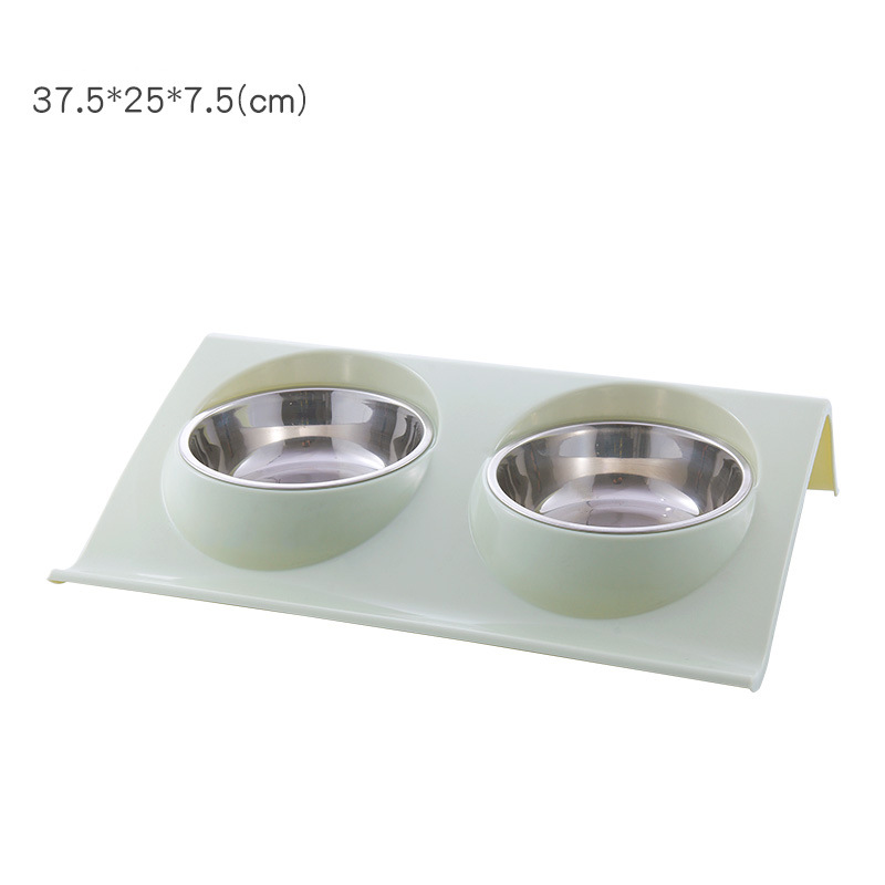 Suministro directo de fábrica nueva mascota doble tazón de acero inoxidable perro doble tazón gato tazón de comida en stock suministros para mascotas Amazon