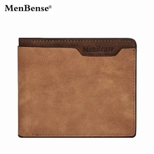 MenBense跨境新款男士短款钱包 磨砂皮时尚休闲pu钱夹