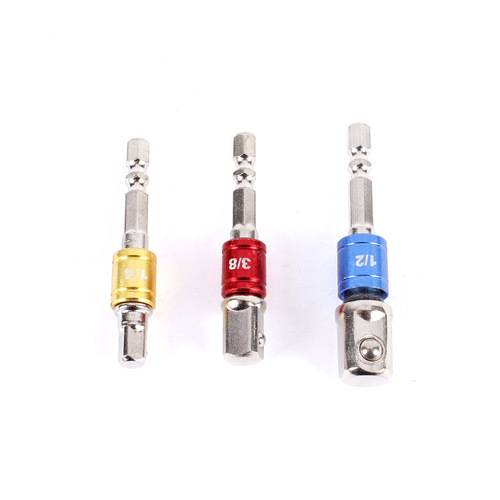 3-piece set of colorful hexagonal screwdriver and wind screwdriver conversion rod, electric screwdriver with hexagonal handle to square head connecting rod