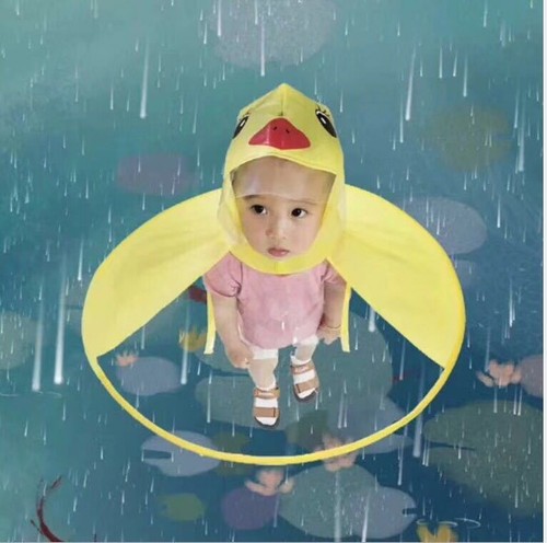 Children's raincoat little yellow duck cloak flying saucer EVA poncho male and female kindergarten children internet celebrity baby raincoat