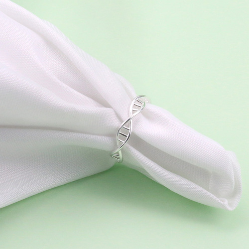 Silver plated ring personalized DNA simple double helix simple creative open ring accessories gift Japanese and Korean women