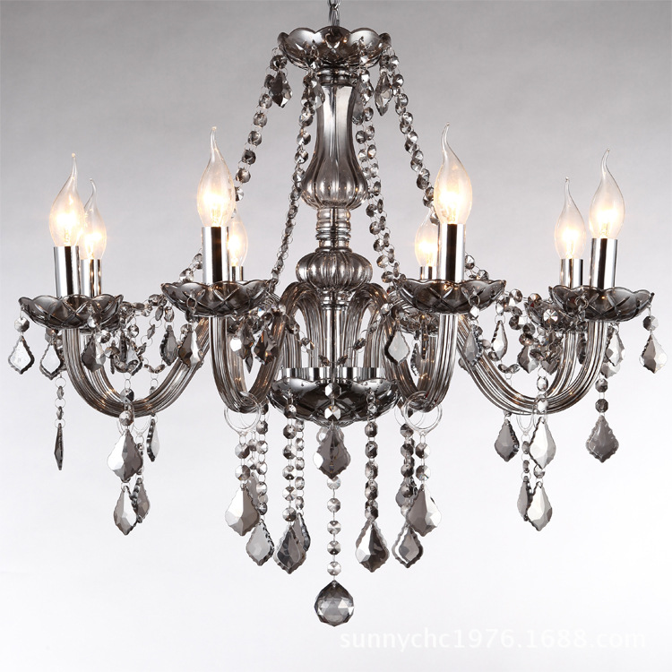 8-cabeza 10-cabeza gris ahumado vela araña ahumado gris cristal araña adecuado para sala de estar dormitorio comedor Hotel ingeniería