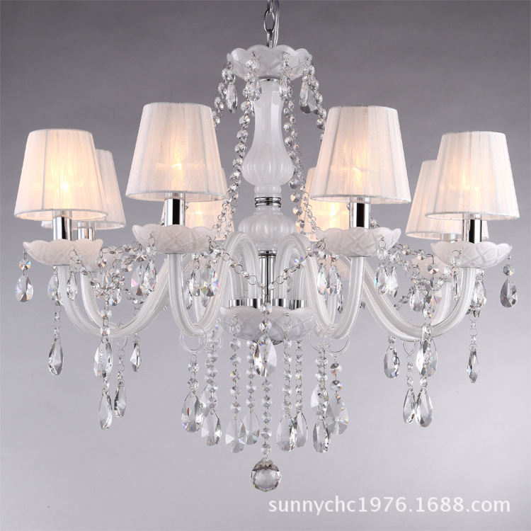 Araña de cristal gris ahumado de 8 cabezas con cubierta sala de estar comedor Casino de ocio lámpara de vela Europea lámpara de cristal