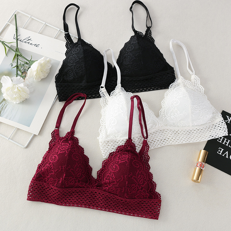 Sujetador de encaje espalda envuelto pecho push up transpirable cómodo sujetador de niña ropa interior inalámbrica entrega de una pieza para mujer