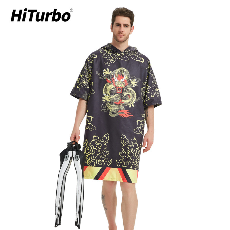 HiTurbo quick-drying bathrobe bath towel hooded diving cloak swimming Cape beach towel absorbent sports towel