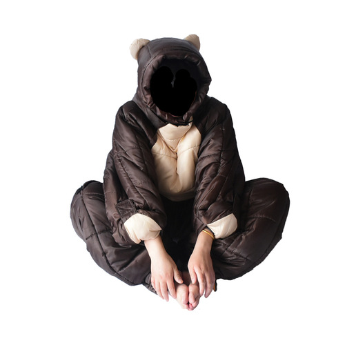 Bear-shaped brown bear camping winter outdoor warm sleeping bag hospital guard night temporary rest human-shaped mummy sleeping bag
