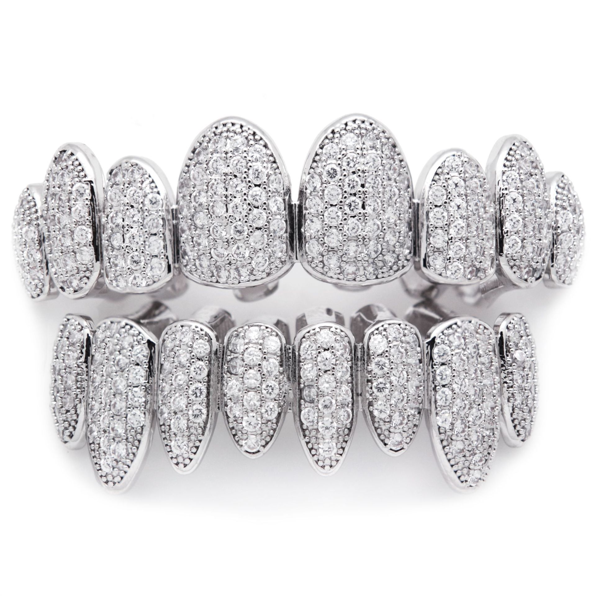 Tirantes irregulares de hip hop de ocho dientes para hombres y mujeres 18K micro incrustaciones 4A ZIRCON chapado en oro vampiro dientes falsos Halloween