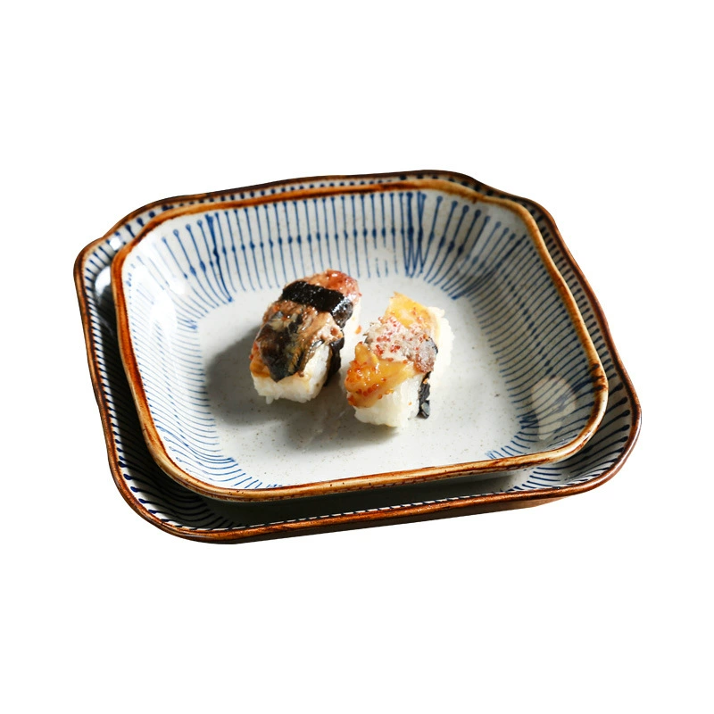 Расписной керамический сервиз синий дождь, японский ретро стиль для отеля и ресторана, разнообразные тарелки