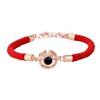 Golden red rope bracelet stainless steel, pink gold