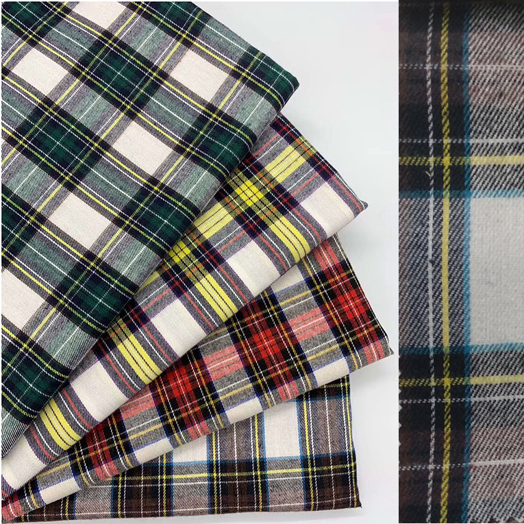 时尚新款绿色红色黄色咖啡色格子面料桌布装饰布衬衫格子布磨毛布