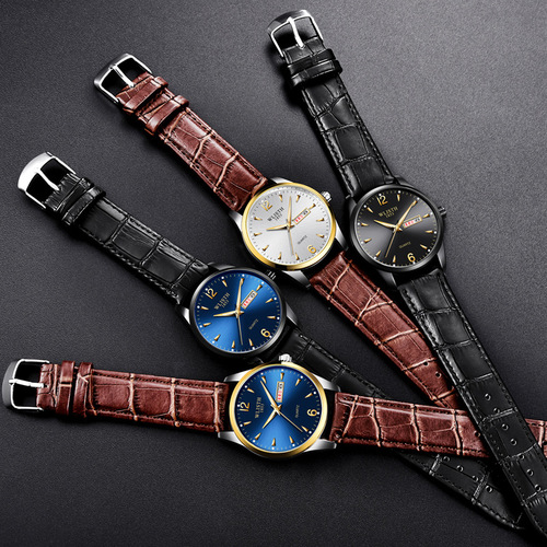 Foreign trade men's watch steel belt double calendar business men's watch luminous waterproof belt student watch quartz watch on behalf of