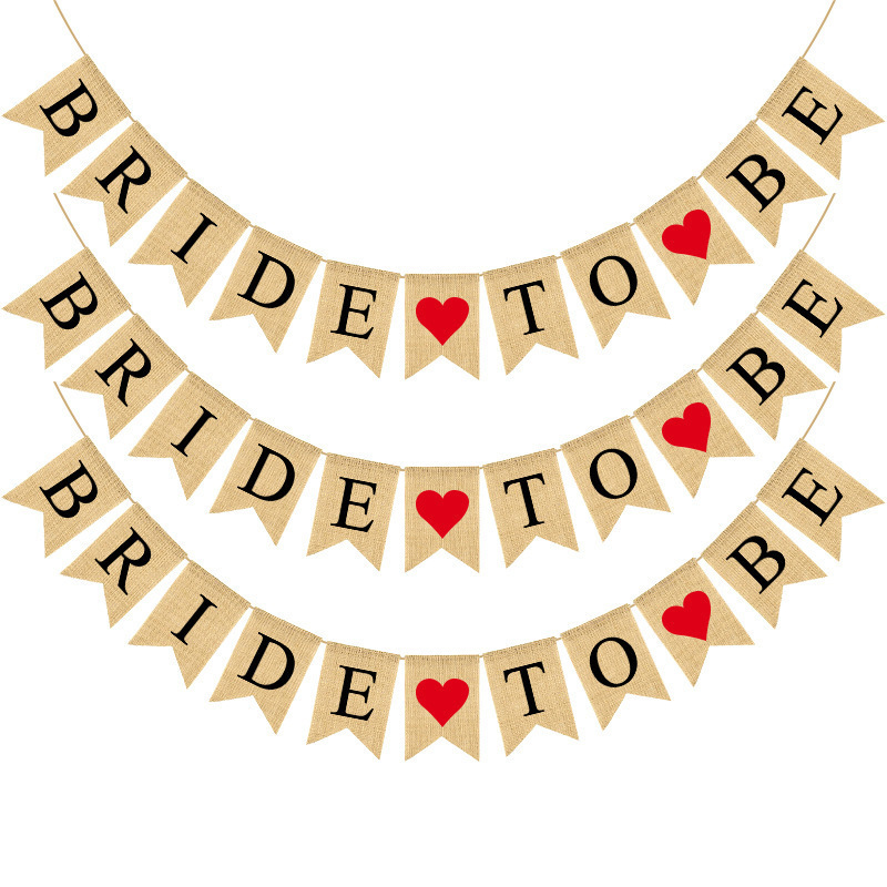 Factory Direct Supply of European and American Wedding Party Decoration Flags Bride to Be Burlap Swallowtail Flags Factory Direct Supply of European and American Wedding Party Decoration Flags Bride to Be Burlap Swallowtail Flags