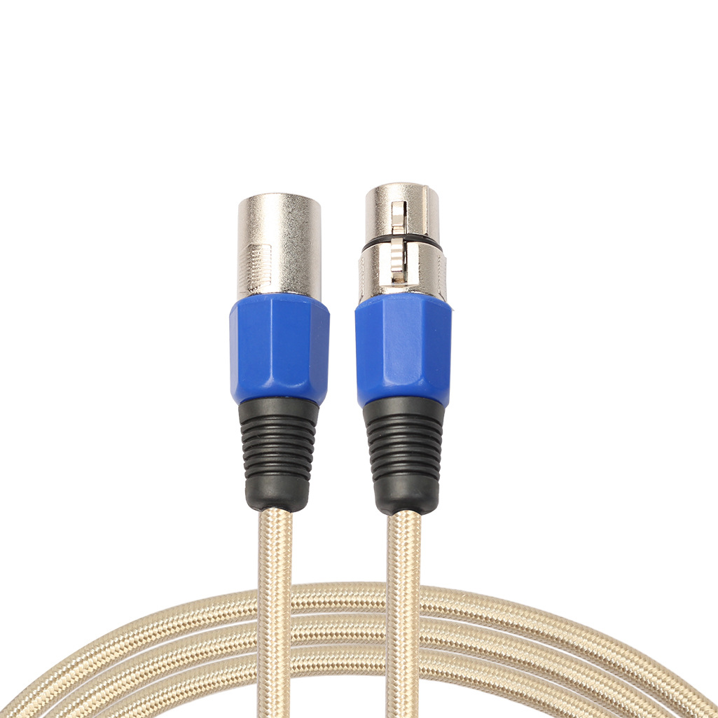 土豪金编织麦克风调音台XLR全平衡大三芯卡农音频线3米5米