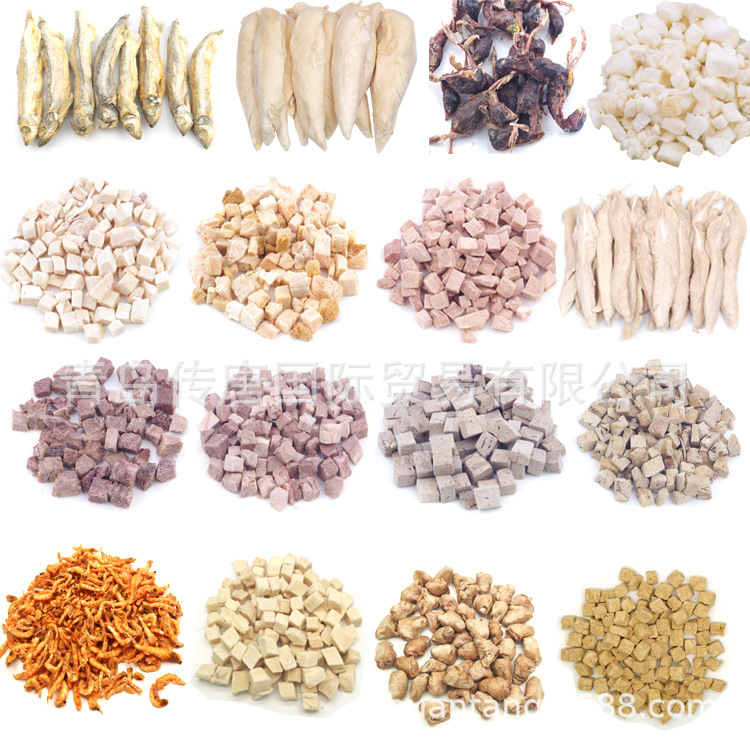 厂家直营宠物冻干鸡肉牛鸭肉零食500g狗狗猫多春鱼鹌鹑冻干三文鱼